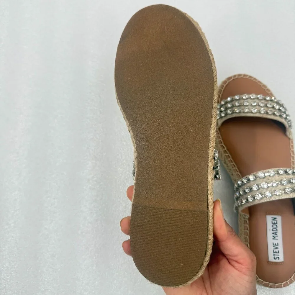 Steve Madden Zendaya Rhinestone Embellished Espadrilles Sandals Size 8 NEW